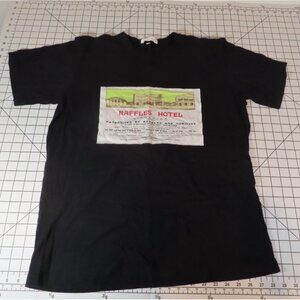 Raffles Hotel Branded Black Singapore Postcard Graphic T-Shirt Adult Size XL